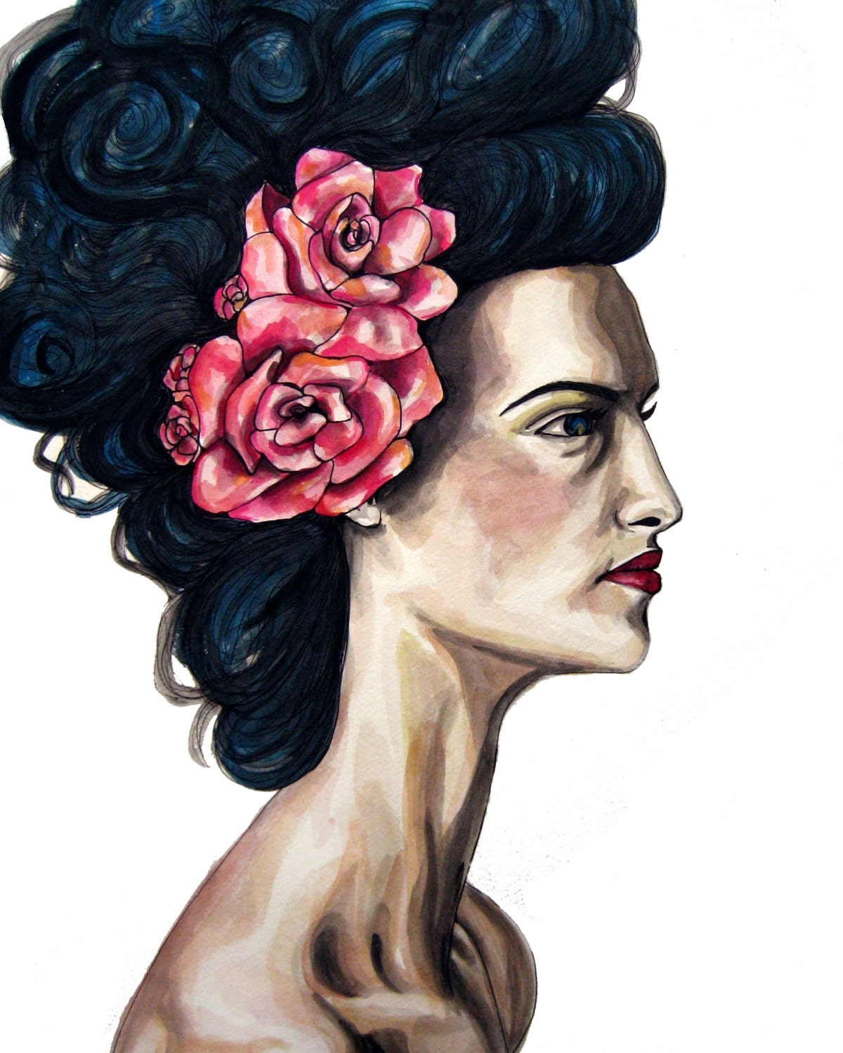 Fashion Portrait Print - Rose in My Hair