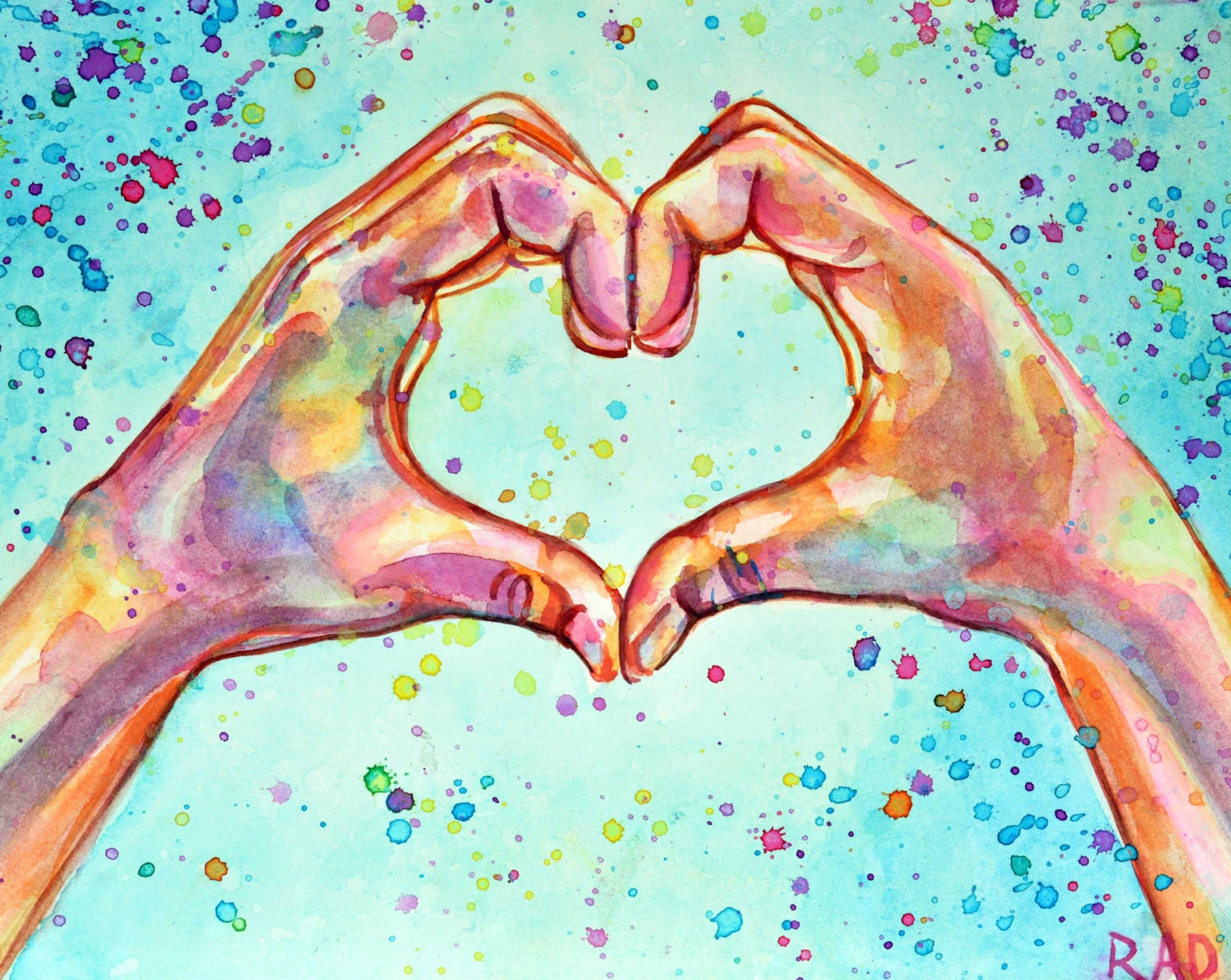 Original Watercolor painting - Heart in My Hands