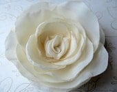 Wedding Hair Flower- Ivory Vanilla Cream Chiffon, Flower Girl Hair Accessory,  Bridal Accessory, Made To Order