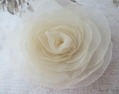 Wedding Hair Flower, Vanilla Ivory Organza, Bridal Accessory,Flower Girl Hair Accessory, Made To Order
