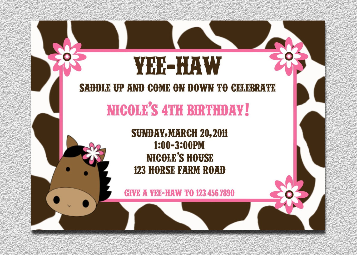 Western Horse  Birthday Invitation or Baby Shower Invitation Printable by The Trendy Butterfly