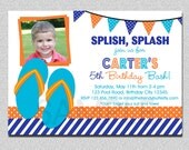 Flip Flops Birthday Invitation Flip Flops Pool Party Invitation Boys or Girls Il_170x135