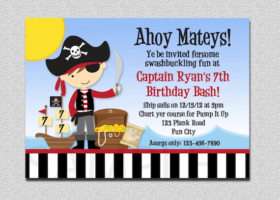 Pirate Party Invitations Boy Pirate Birthday Party Invitation Printable Il_570xn