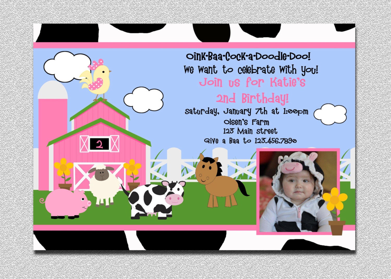 Farm Barnyard Birthday Invitation Farm Birthday Party Invites Printable Invitation Girls Photo Il_570xn