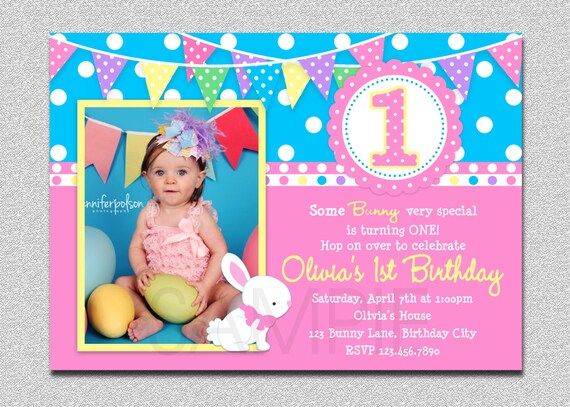Easter Birthday Invitation , Easter Bunny Birthday Party Invitation Printable Il_570xn