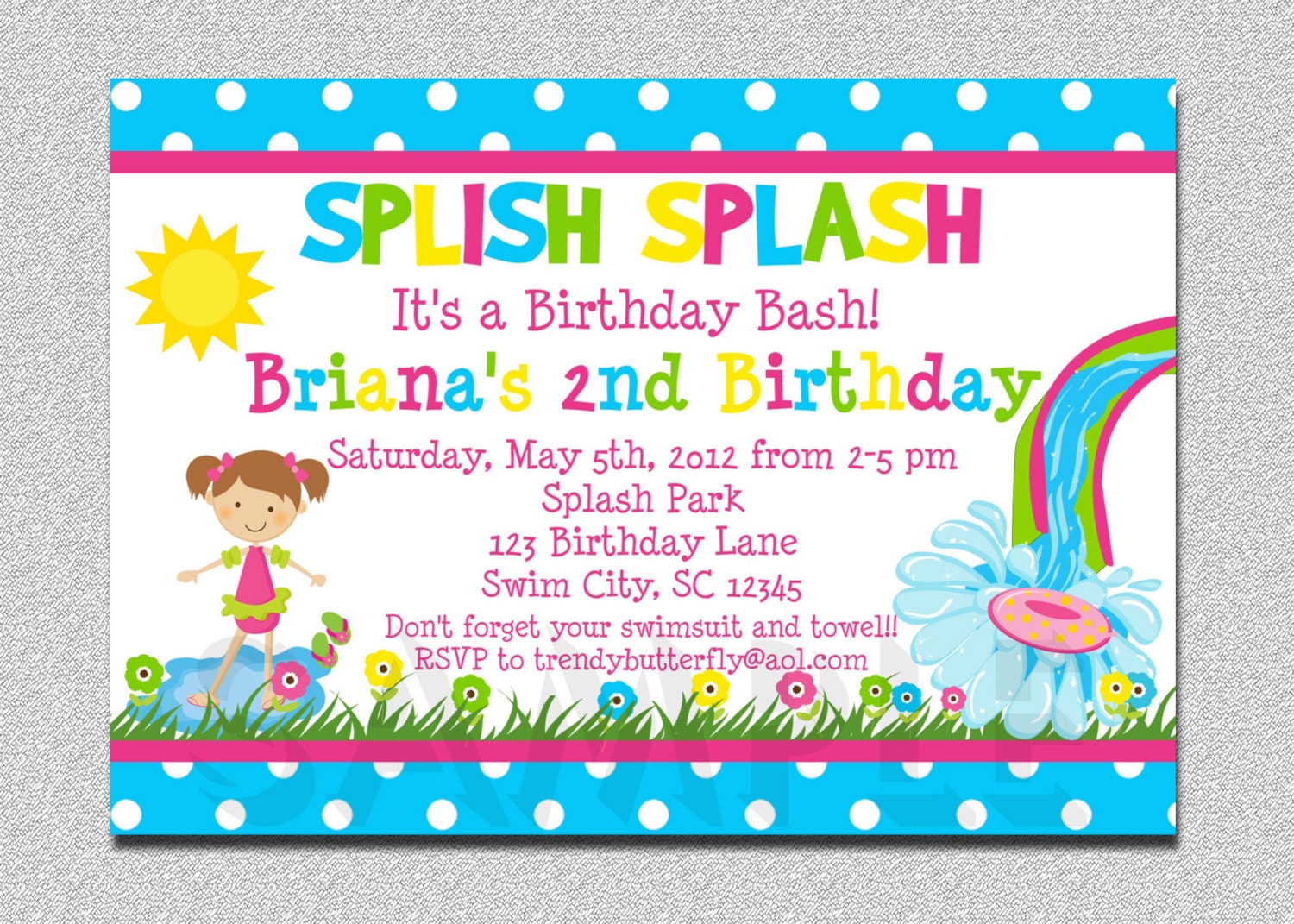 Pool Party Birthday Invitation Waterslide Birthday Invitation Printable Girls or Boys Il_570xn