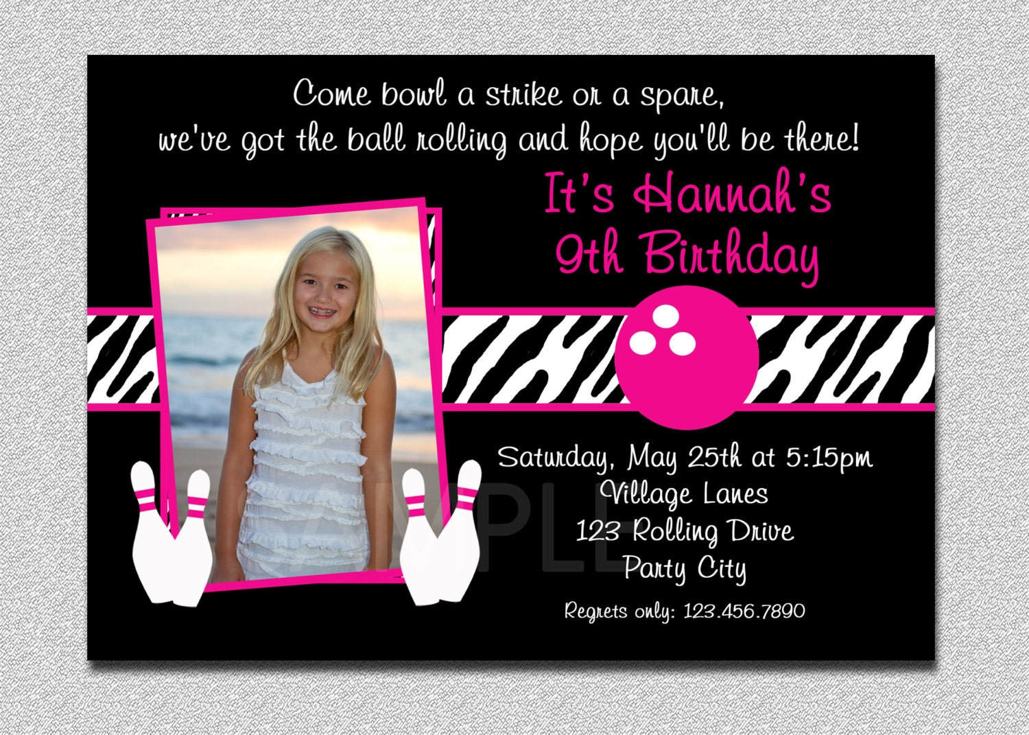 Bowling Birthday Invitation Bowling Birthday Party Invite Printable Il_570xn