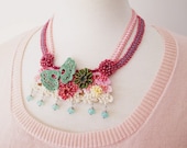 Irish Crochet Lace Jewelry (Lace Fantasia 4-a) Fiber Art Necklace, Statement Necklace