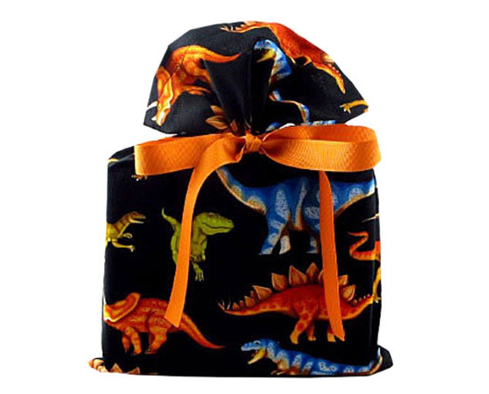 Black Dinosaur Cloth Gift Bag for Boys (or Girls)