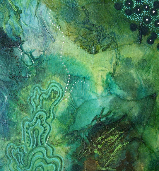 Art - Original painting Green Abstract art , watercolor painting - Agata