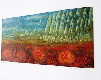 Art - original mixed media - Watercolor - landscape - Underwater City -