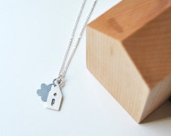 House and Cloud Sterling Silver Necklace - Miniature Refuge Necklace - Mother's Day Gift