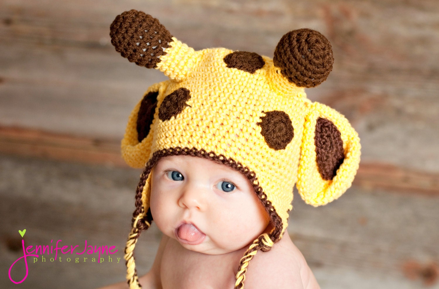 Instant Download PDF crochet pattern giraffe hat with earflap-  sizes 0-3 month only-etsy