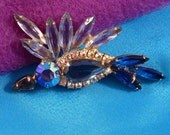Vintage Juliana Blue Rhinestone Brooch, Figural Bird Pin