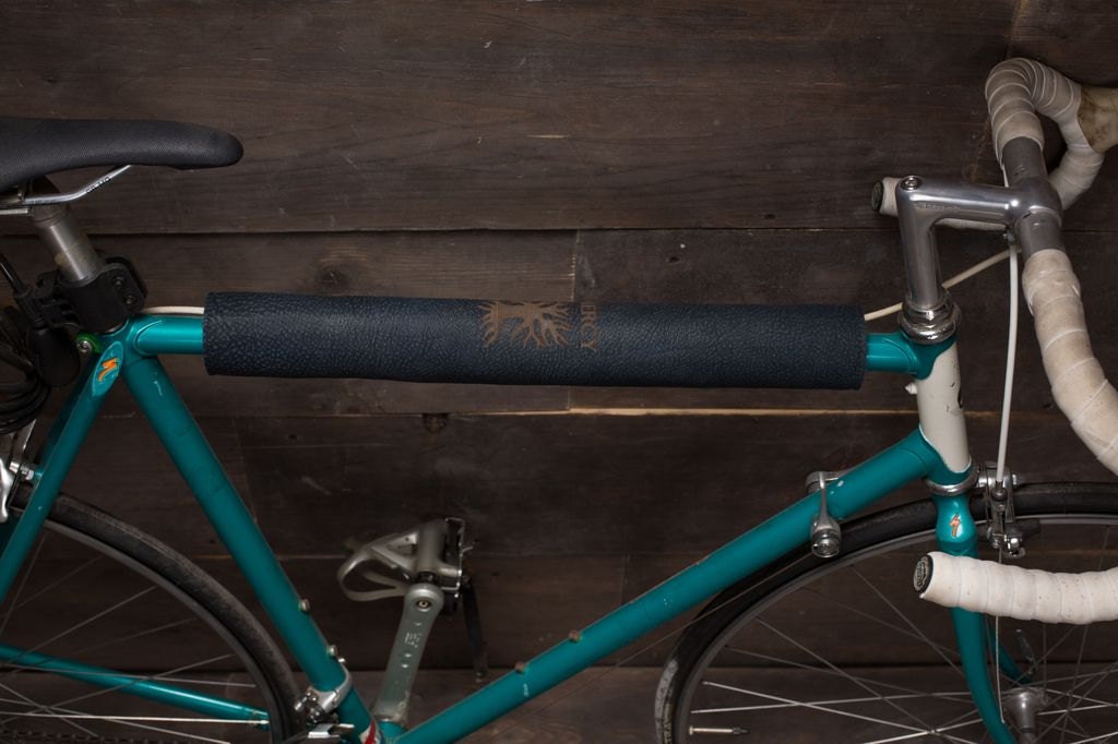 Dark Blue Leather Top Tube Pad