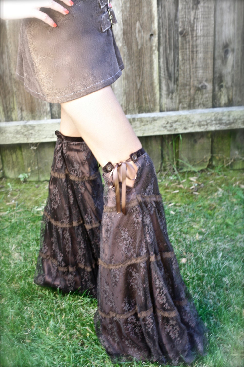 Hot Coco Brown Lace Leg Warmers