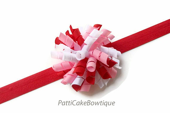 Valentine Korker Hair Bow, Itty Bitty Korker, Infant Korker Hair Clip, Baby Korker Bow, Mini Korker Headband, Valentine's Hair Bow