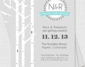 PARTY PRINTABLE - Birch Tree Monogram Wedding Invitation or Save the Date - Petite Party Studio Il_170x135