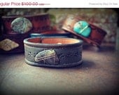 MEMORIAL DAY SALE Lux Earthy 1 inch Stacking Recycled Natural Leather Agate Boho Gypsy Gemstone Cuff