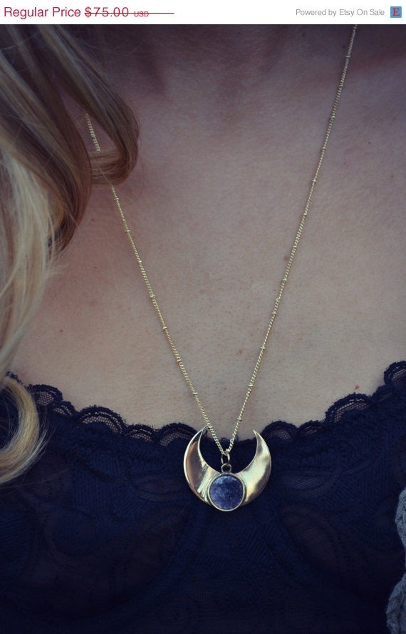 MEMORIAL DAY SALE Moonbeam Warrior Handcrafted Druzy Necklace