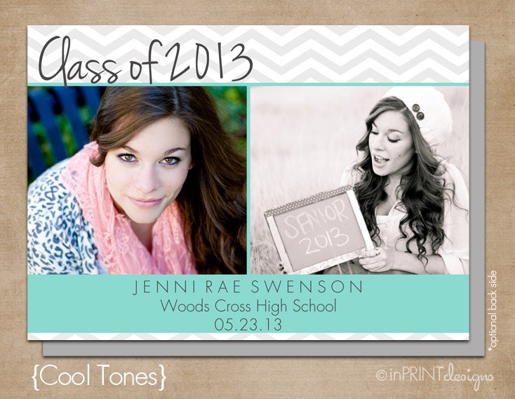 Graduation Photo Card (Digital or Printed)- "Cool Tones"