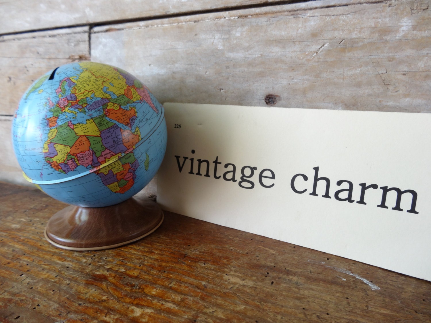 Vintage Globe Ohio Art  Small Bank Tin