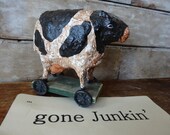Cow Figurine Handmade Paper Mache