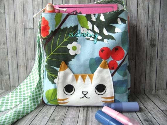 Custom Tabby Cat kid messenger satchel
