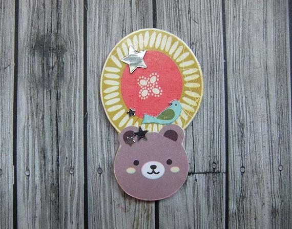 halo Bear collage brooch pin or ornament