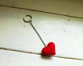 Amigurumi heart keychain, red, crochet heart, chain, key ring, accessory, love, small, crochet, ready to ship, handmade, womens, teens