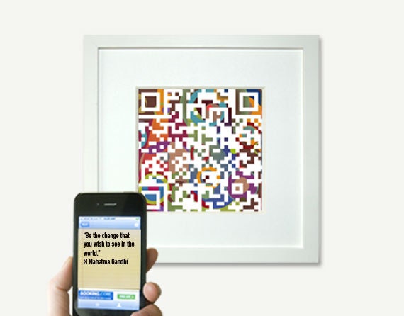Graduation gift - Be the change that you wish to see in the world - Gandhi or personalized message for additional 5 dollars - QR code art