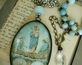 Antique French Virgin Mary Assemblage Necklace, Ave Maria Regina, by RusticGypsyCreations