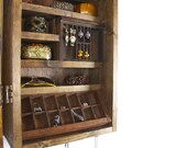 Wooden Wall Hanging Jewelry Organizer made from repurposed wood..... Handmade By TangleandFold