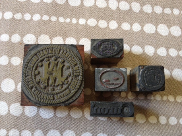 Set of 5 Vintage Industrial Themed Woodblocks Set 7