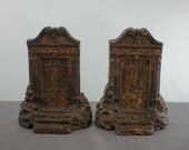 Antique Cast Iron Bookends - Architectural Doors Columns Building Entry