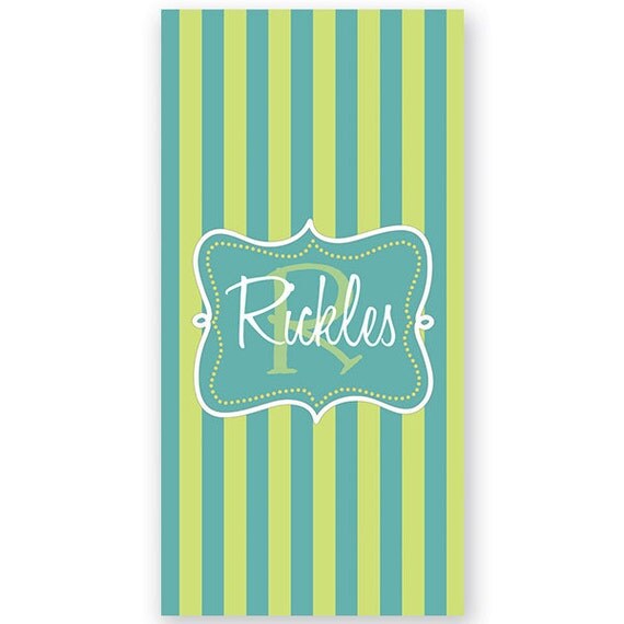 Personalized Bath or Beach Towel - Monogrammed Cabana Stripe Bath or Beach Towel