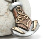 Celtic Thor's Hammer Pendant w/Original Knot in Faux Metal Finish From Polymer Clay
