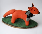 sale stuffed fox sock animal woodland creature  sock creature soft sculpture called pablo