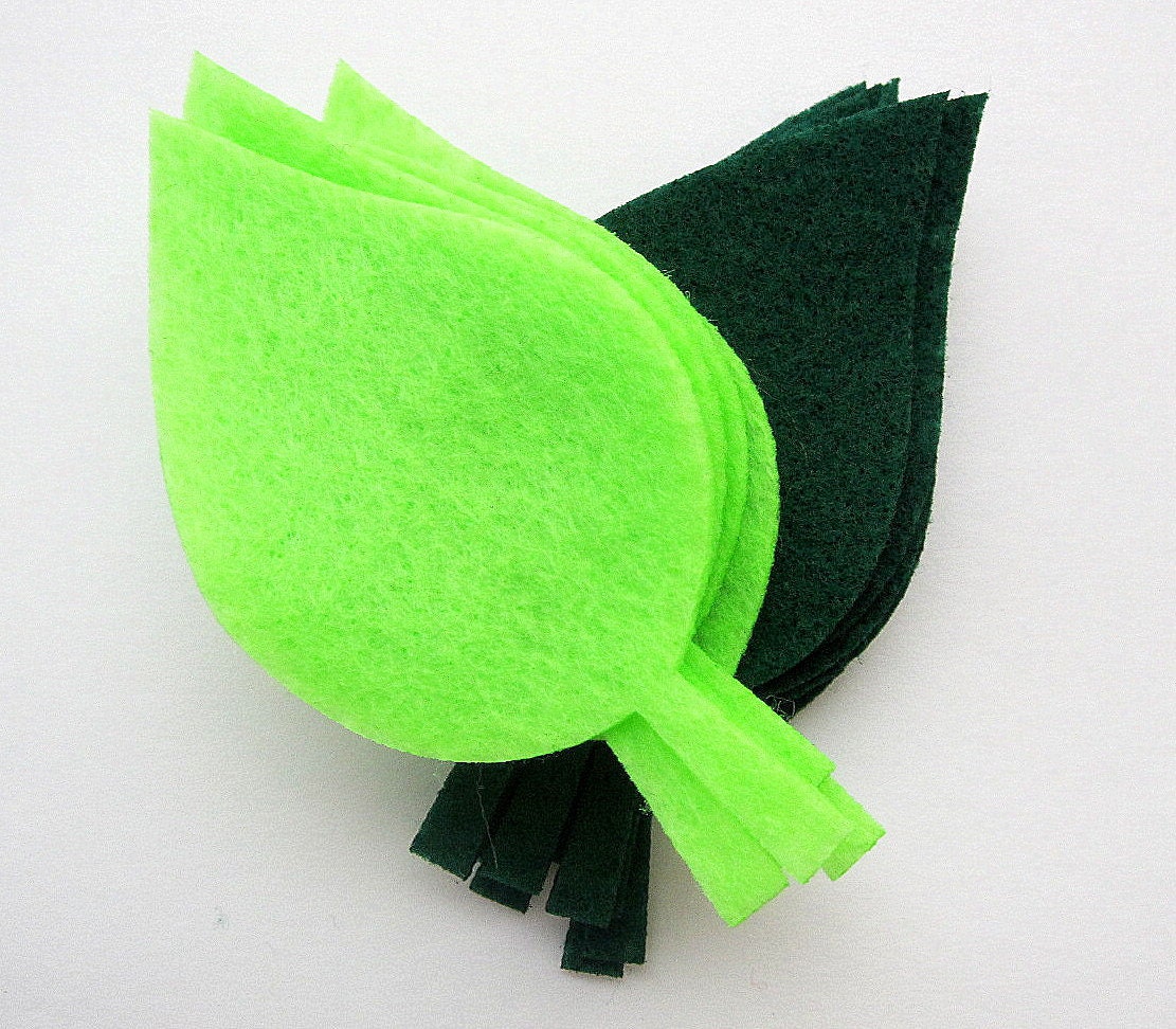 ON SALE 12 Big Green Felt Leaf, two tone green leaves - Eco friendly felt A552 Il_170x135