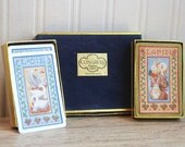 Vintage Playing Card CONGRESS double set for spring, Bunny Rabbit and swans for the lady for her vintage game