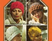 Four Hat Patterns Vintage Crochet PDF 483 from WonkyZebra