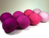 Wool Dryer Balls - Pretty in Pink - Set of 8 Eco Friendly - Can be Scented or Unscented
