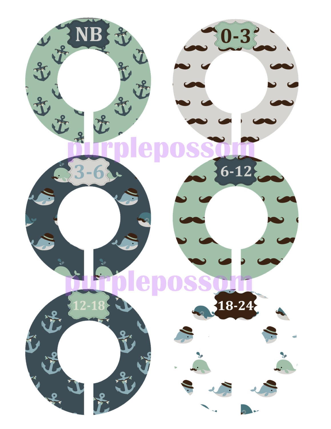 Custom Closet Dividers Baby Closet Dividers Nautical Whale Mustache Baby Shower Gift Closet Organizers Baby Boy Nursery