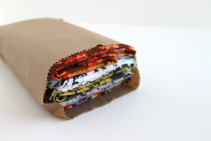 Orange, Blue, Brown, Pink, Green, Red, Yellow, Black Fabric Scrap Pack