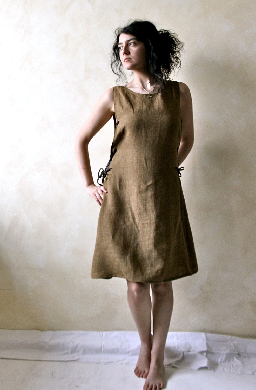 Medieval Tunic Dress - LARP Linen Knee length tunic - custom made medieval inspired tunic