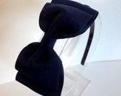 Dark Blue Hair Bow Headband, Navy Blue Hair Bow, Girls Hair Accessories, Teen Hair Accessories, Adult Hair Accessories, Large Bow Headband
