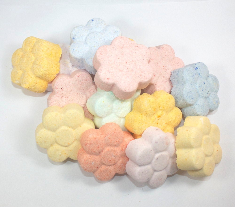April Showers Bring May Flowers - 12 flower bath bombs/shower fizzies - bath fizzy, wedding, baby shower, bridesmaids, graduation, spring