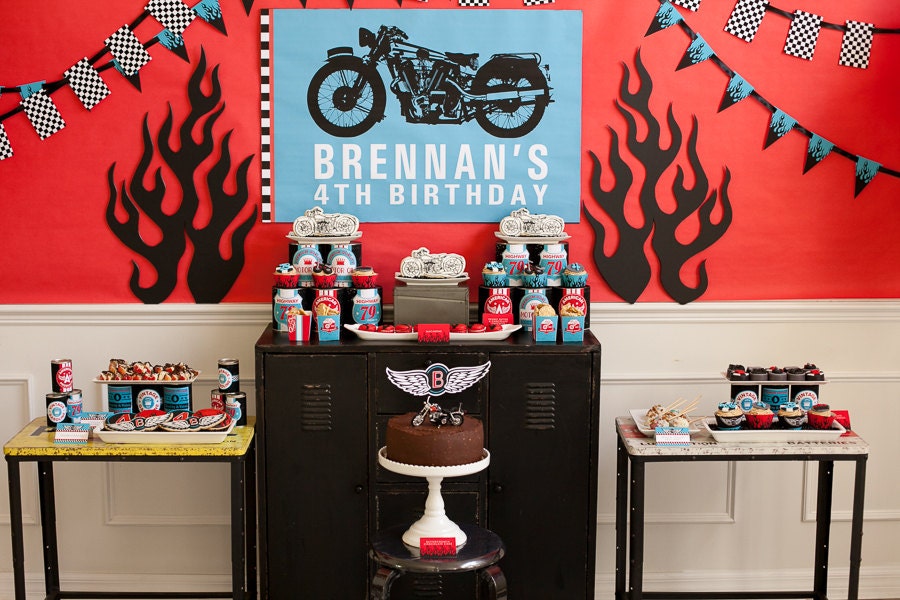 Motorcycle Biker Birthday Printable Party - Custom Package