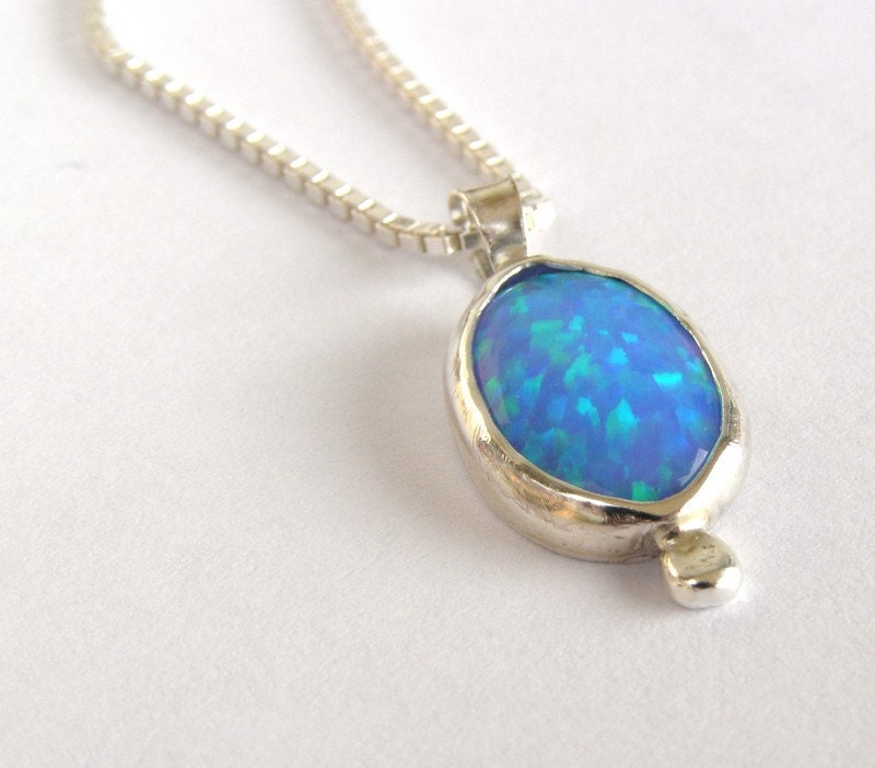 Opal necklace,silver necklace, Gemstone, statement necklace, birthstone opal