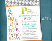P is for Party. ABC Colorful Alphabet Birthday Party Invitation. Any colors and text by Tipsy Graphics Il_170x135
